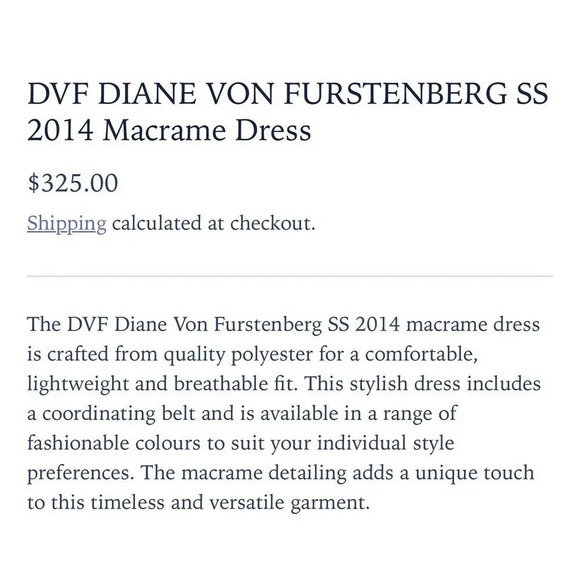 DVF DIANE VON FURSTENBERG SS 2014 Macrame Dress Size P - Picture 8 of 12